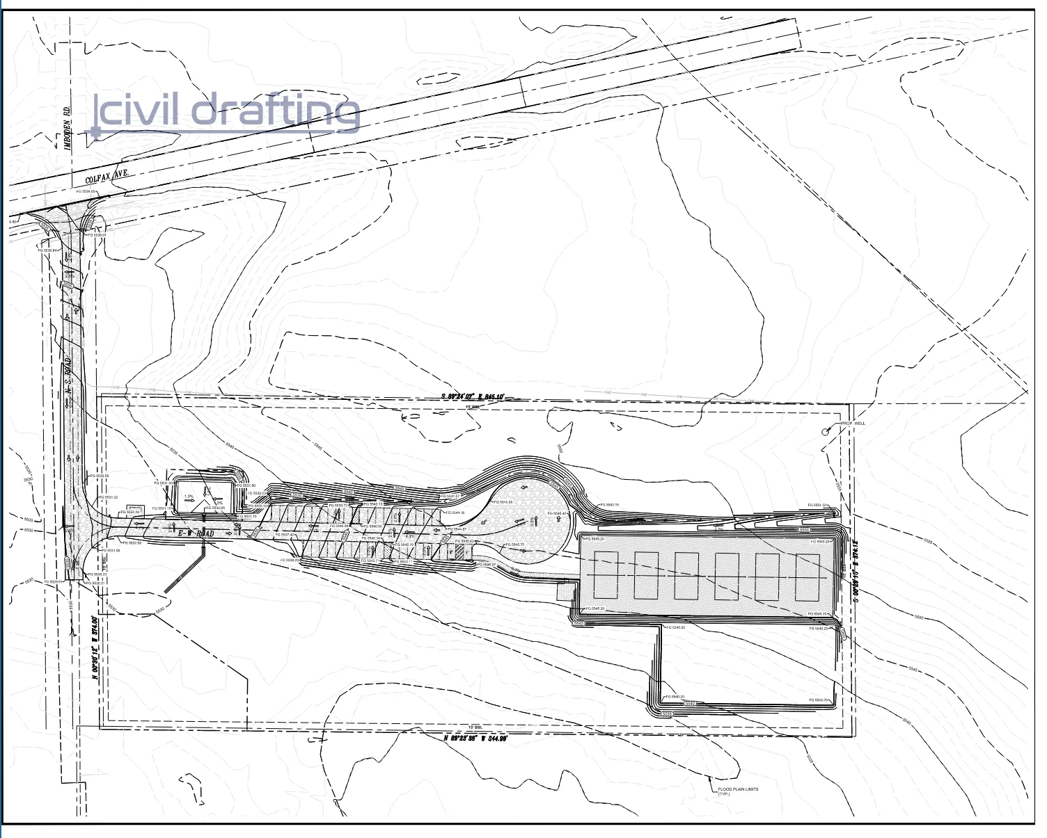 Volleyball Courts, City of Watkins, CO - detention pond plan with outlet structure